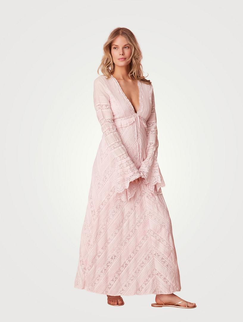 weil cotton lace maxi dress Weil Pintucked Lace-trimmed Cotton Maxi Dress