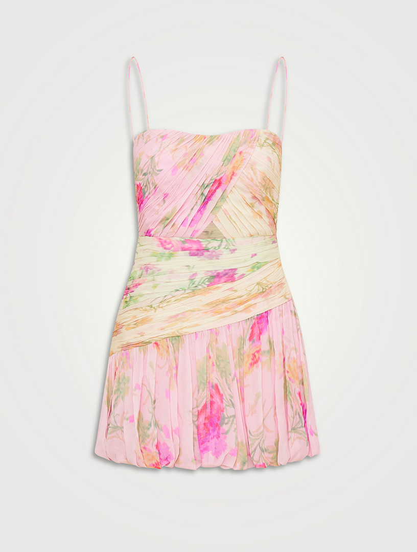 Camonete Plissé Mini Dress Floral Print