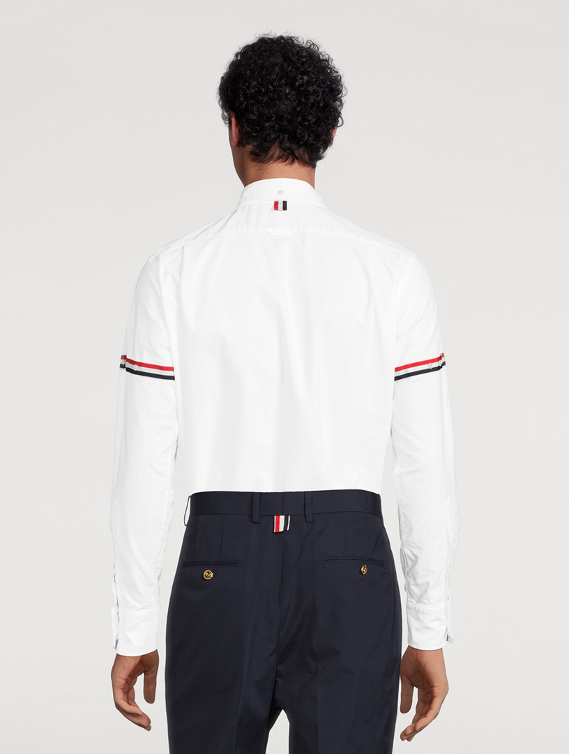THOM BROWNE Oxford Shirt With Striped Grosgrain Armbands | Holt