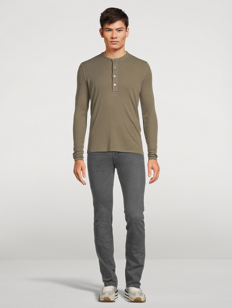 Cotton-Blend Henley Shirt