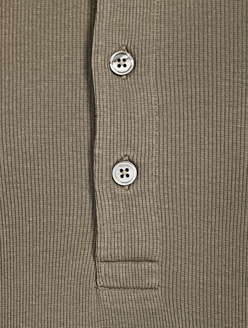 Cotton-Blend Henley Shirt