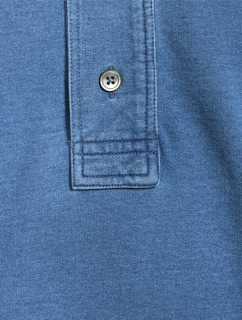 Cotton Jersey Long-Sleeve Polo Sweater