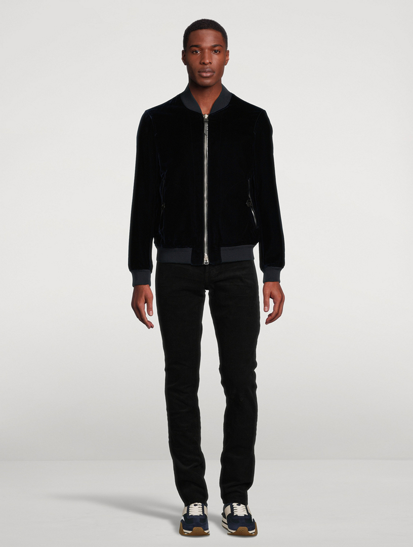 Black velvet bomber jacket hotsell