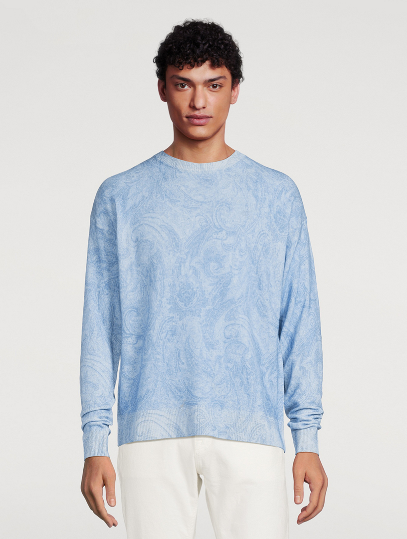 Wool Paisley Long-Sleeve Sweater