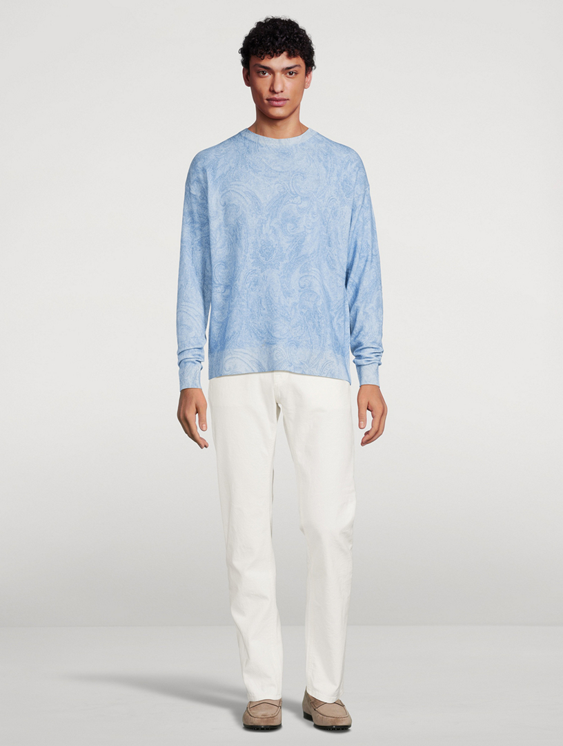 Wool Paisley Long-Sleeve Sweater