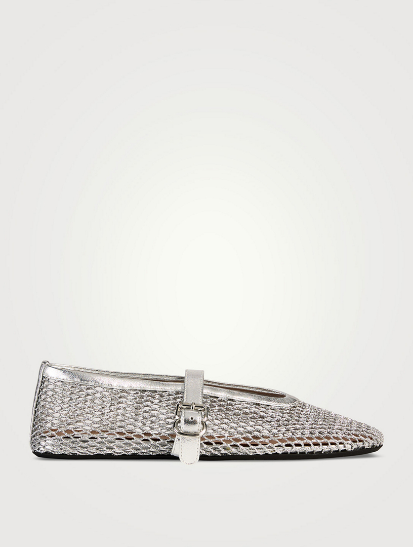Metallic Fishnet Ballet Flats