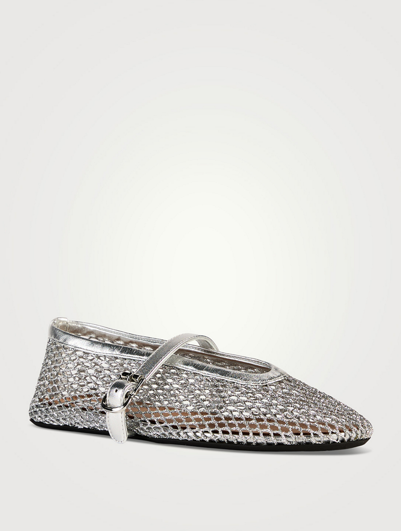 Metallic Fishnet Ballet Flats
