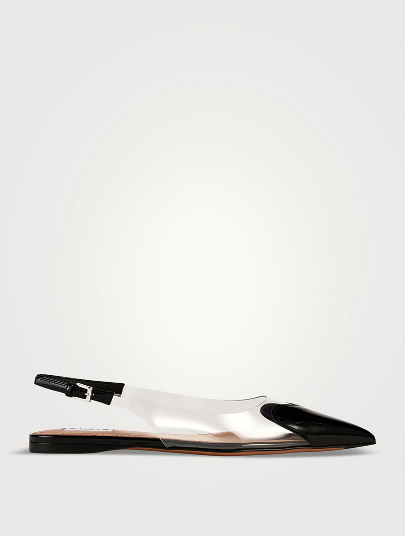 Le Cœur Patent Leather And PVC Slingback Flats