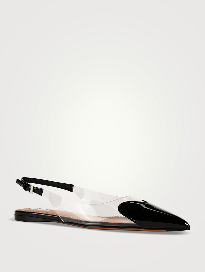 Le Cœur Patent Leather And PVC Slingback Flats