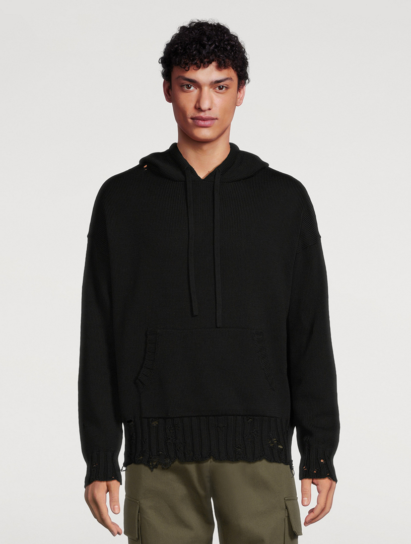 Distressed Knit Hoodie