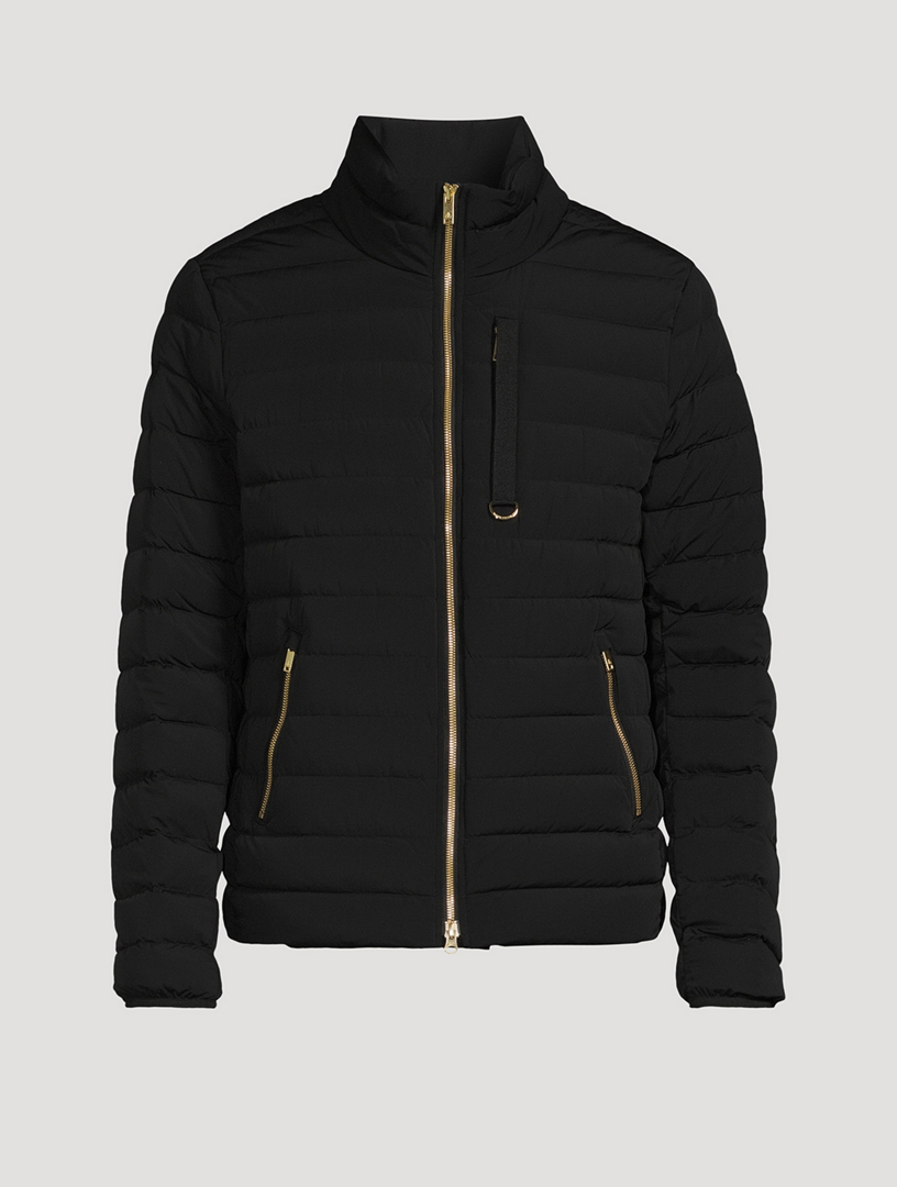 Black puffer coat with gold zipper hotsell