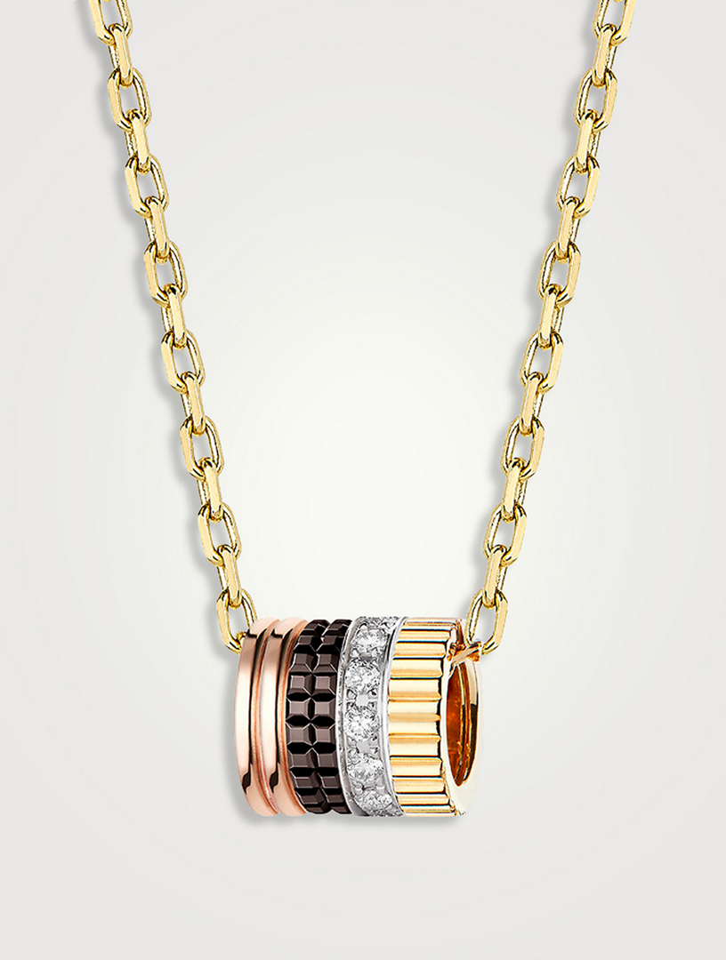 S Motif Quatre Classique 18K Gold Pendant Necklace With Diamonds And PVD