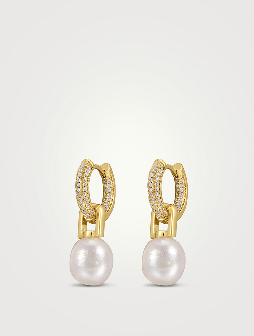 Pavé Pearl Amalfi Huggie Earrings