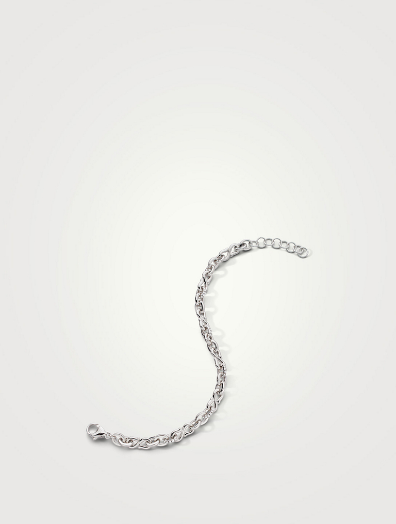 Infinity Silver Chain Bracelet With Pavé Sapphire
