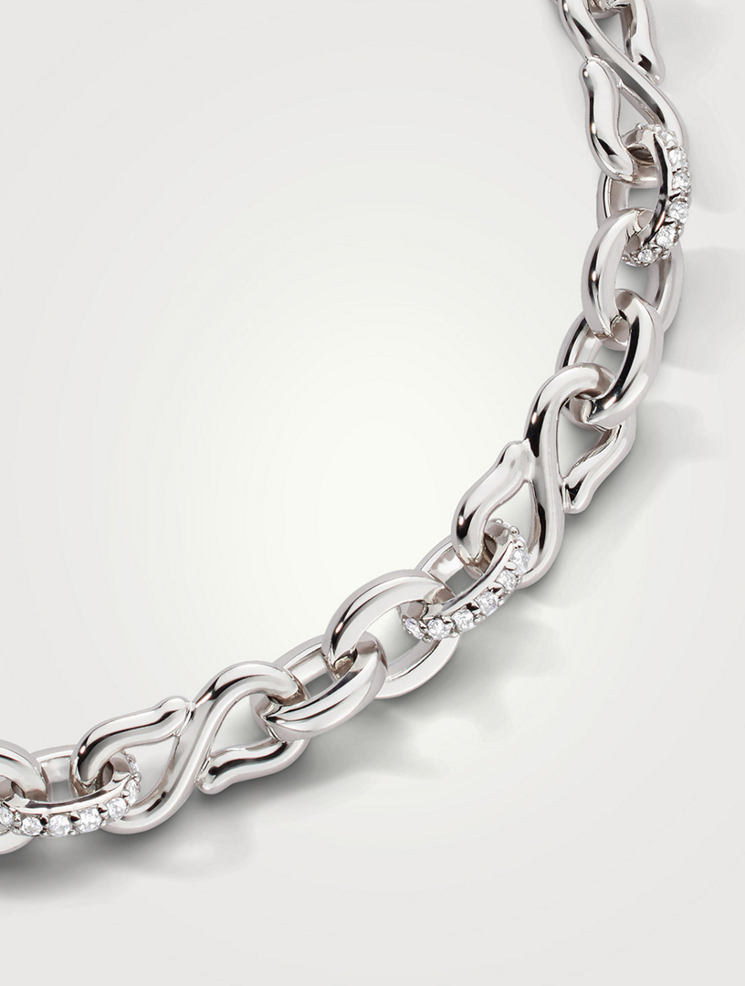 Infinity Silver Chain Bracelet With Pavé Sapphire