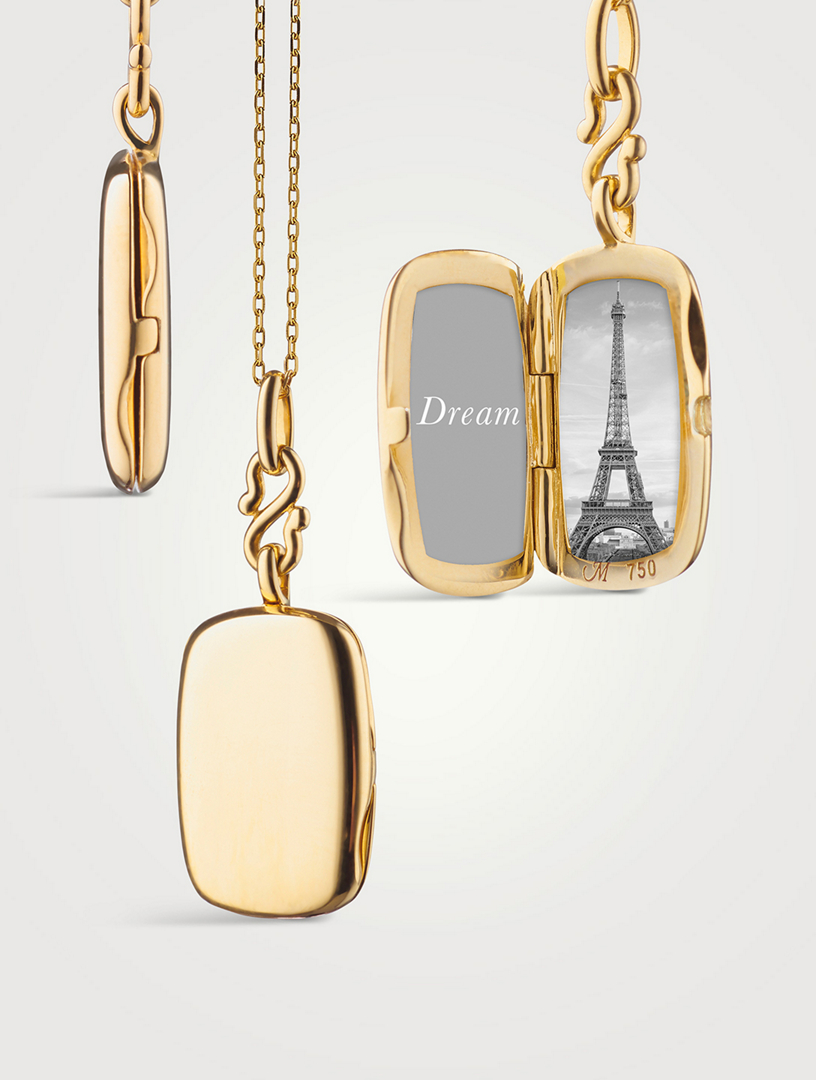 Britt 18K Gold Slim Rectangle Locket