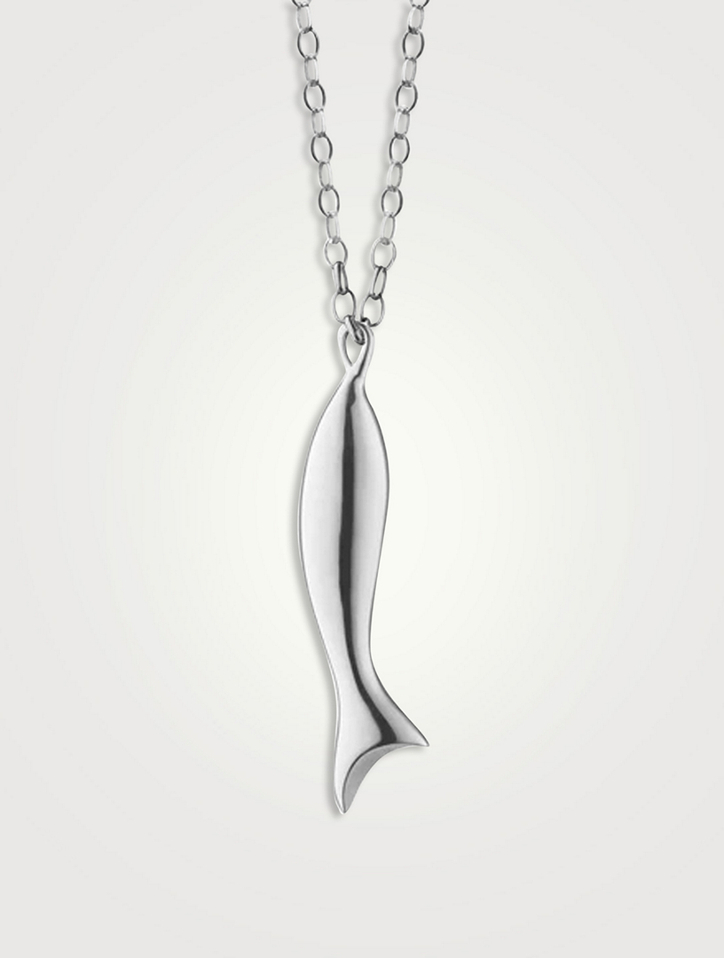 Perseverance Silver Fish Charm Necklace