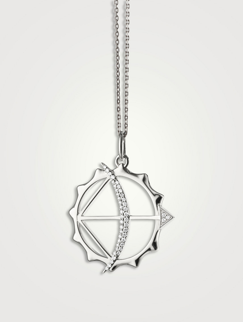 Apollo Silver Charm Necklace With White Sapphire