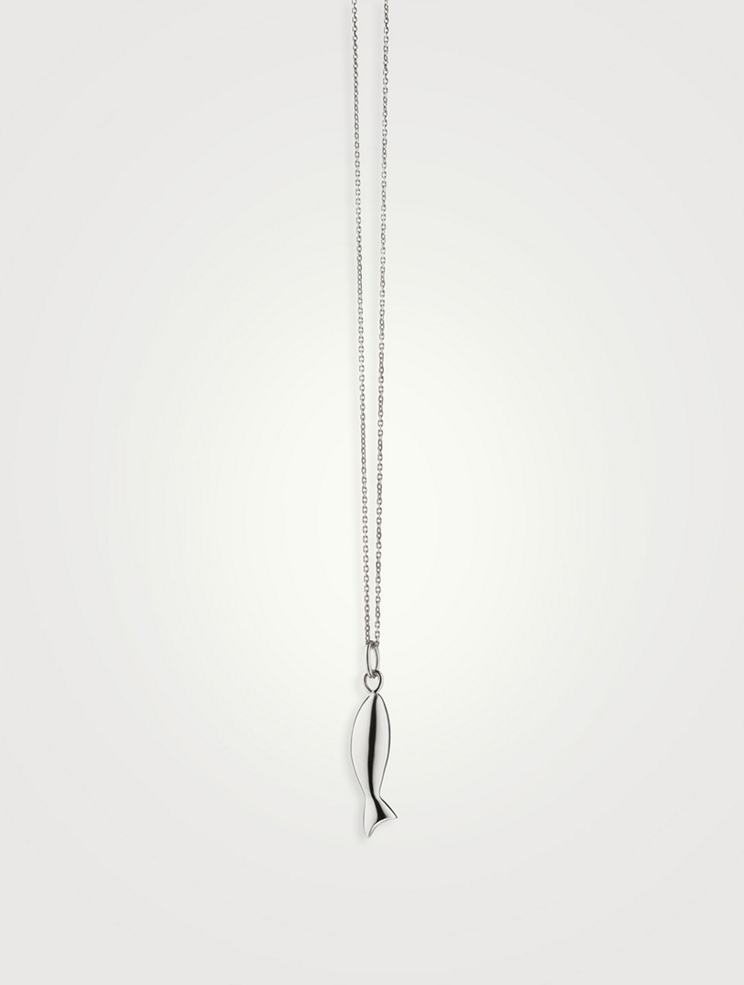 Mini Perseverance Silver Fish Charm Necklace