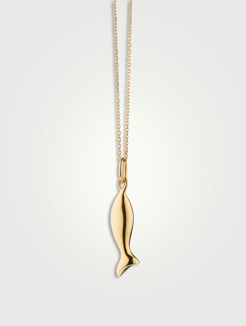 MONICA RICH KOSANN Mini Perseverance 18K Gold Fish Charm Necklace Holt Renfrew