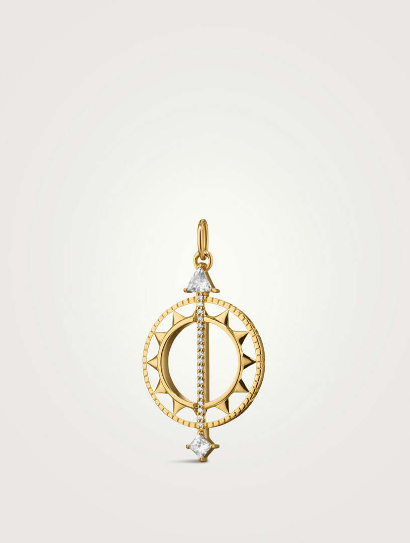 Time Is Precious 18K Gold Sundial Charm With Diamonds