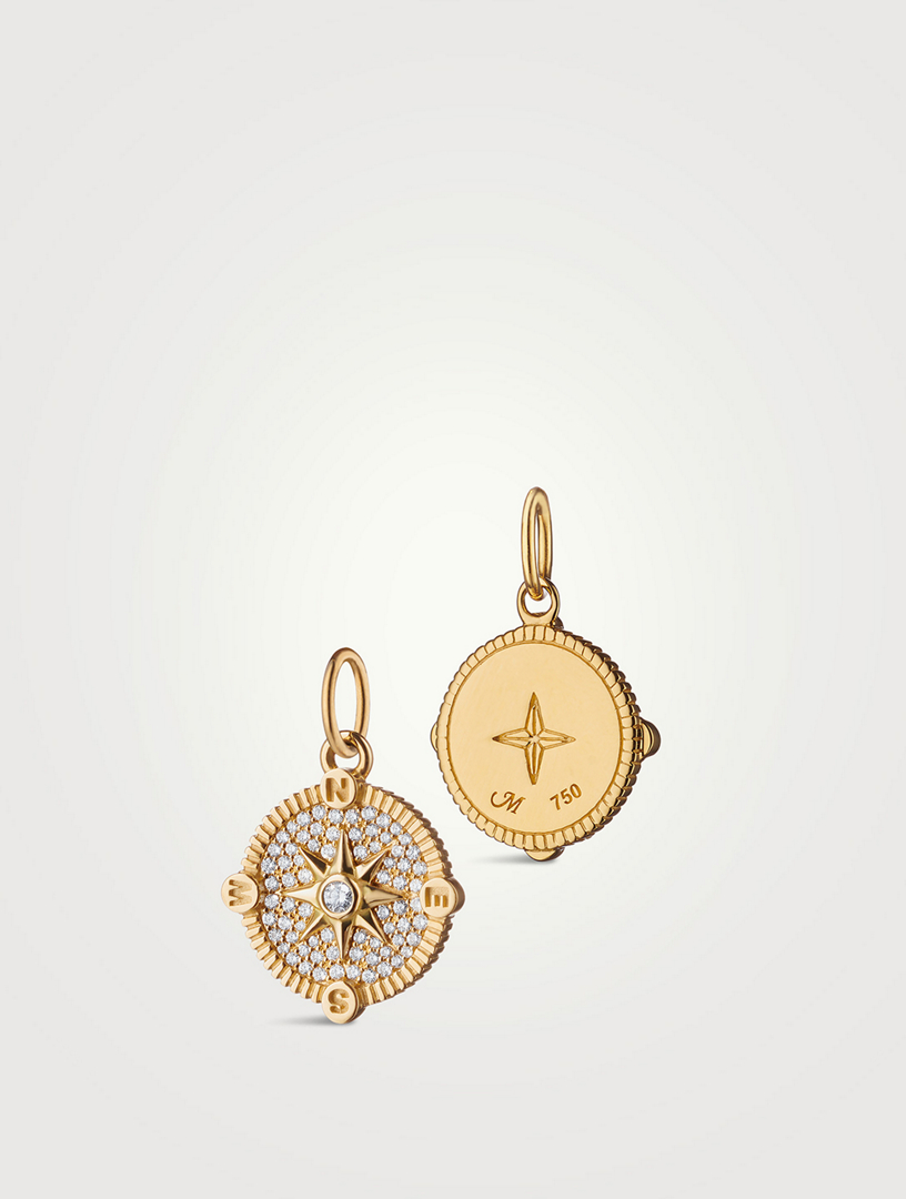 Gold compass charm deals
