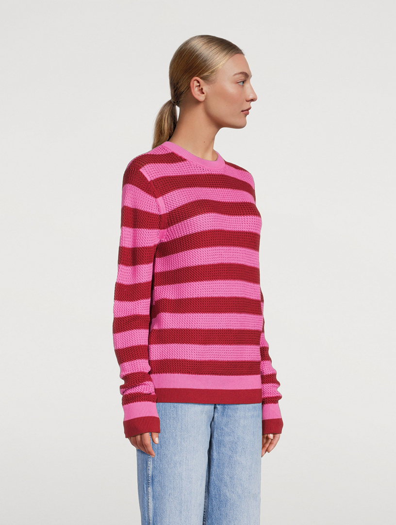 Cotton Oversized Sweater Striped Print