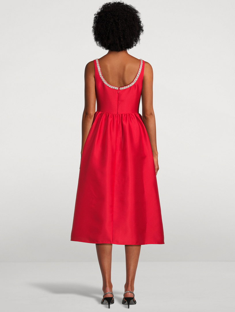 Embellished Taffeta Midi Dress