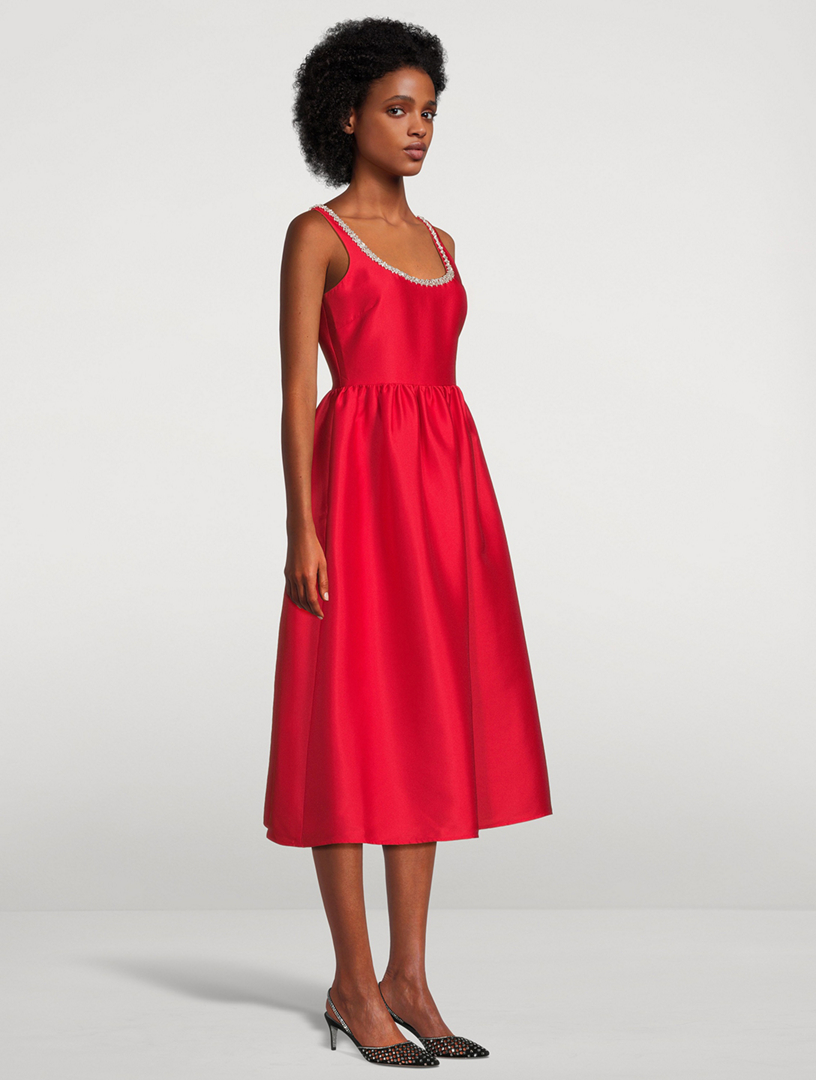 Embellished Taffeta Midi Dress