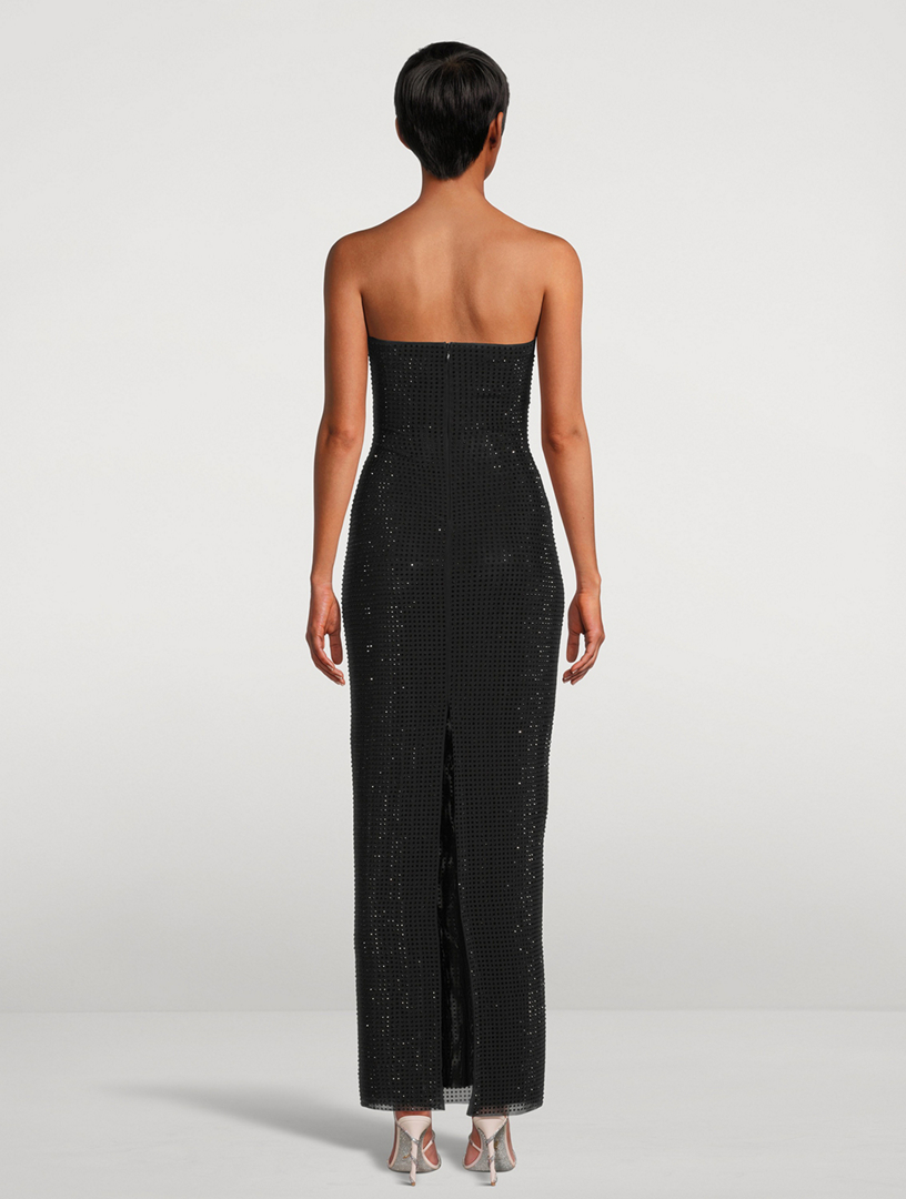 Beaded Jersey Strapless Gown