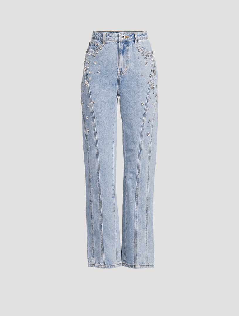 Embellished Straight-Leg Jeans