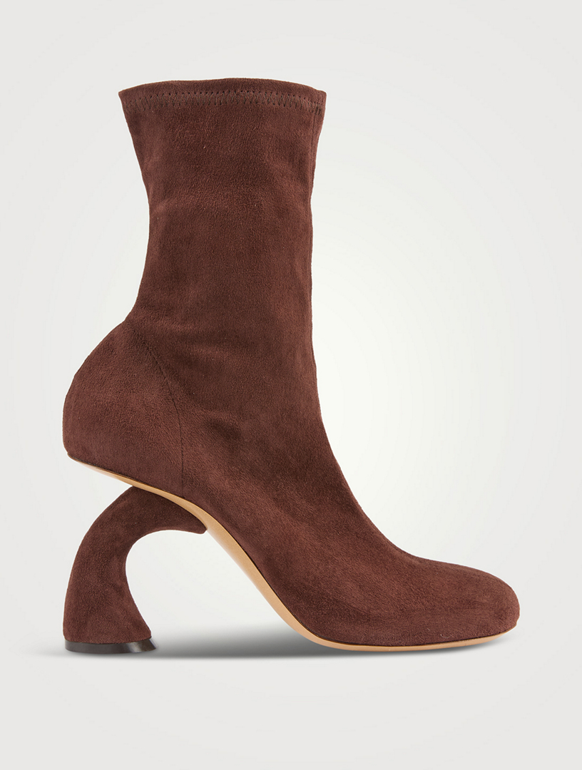 DRIES VAN NOTEN Curved Heel Suede Ankle Boots Holt Renfrew