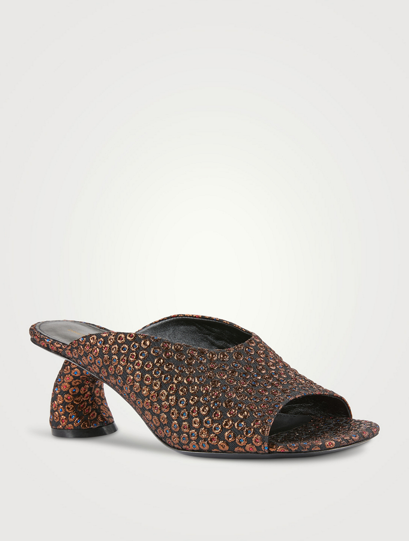 Curved-Heel Jacquard Mules
