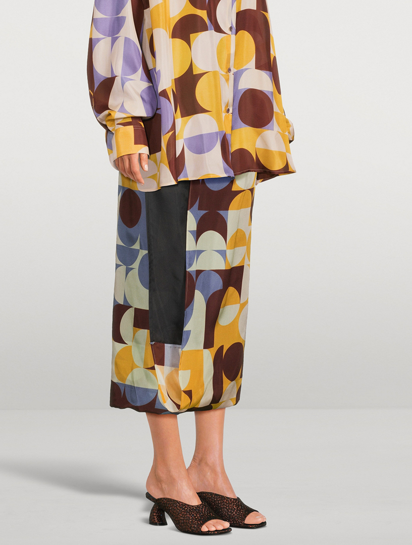Curved-Heel Jacquard Mules