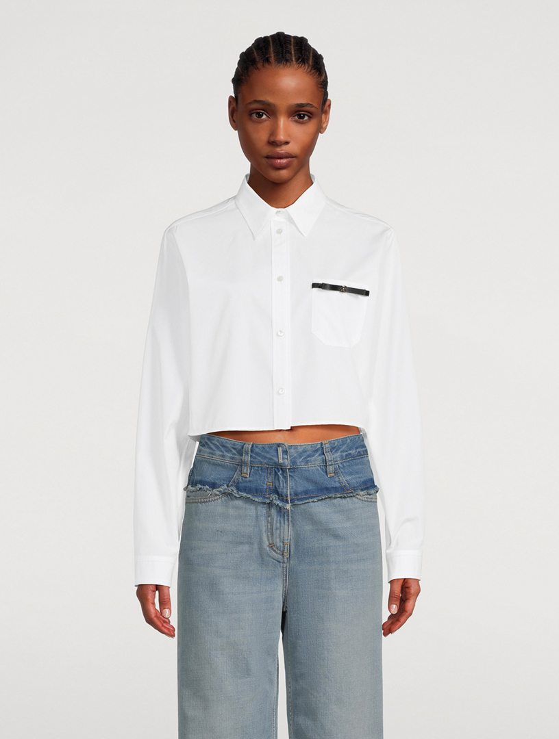 4G Bow Cropped Poplin Shirt
