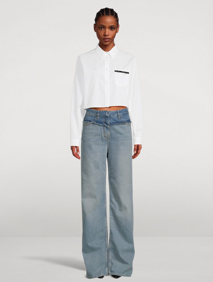 4G Bow Cropped Poplin Shirt