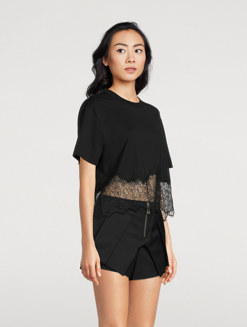 GIVENCHY Lace Trimmed Cropped T Shirt Holt Renfrew