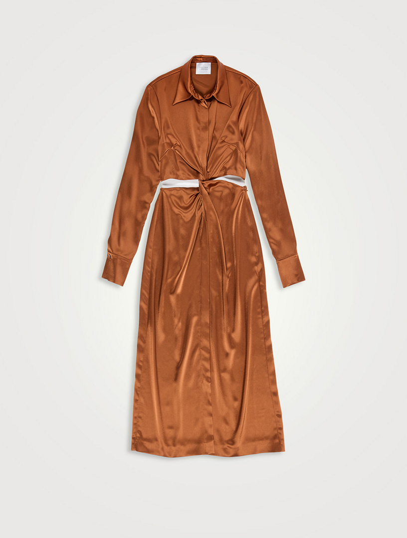 Hock Cut-Out Satin Shirt Dress