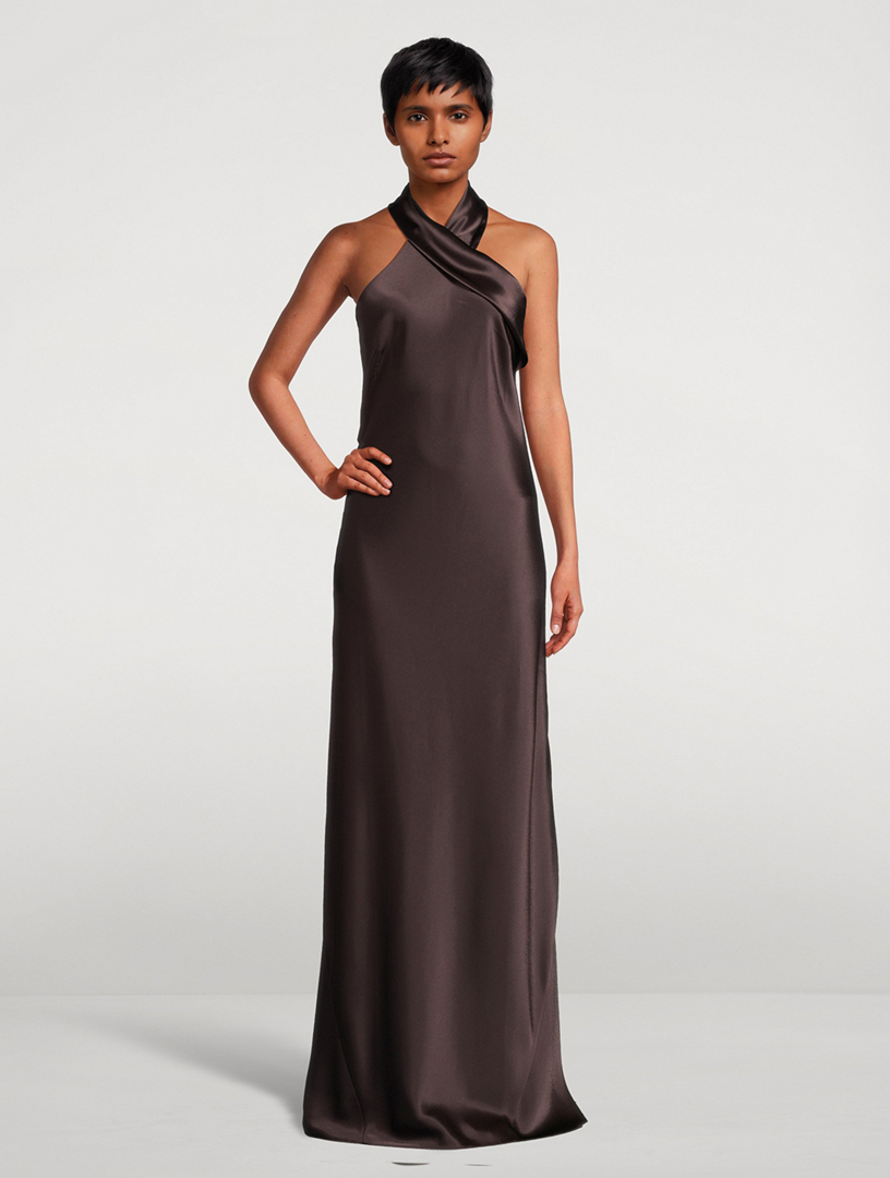 GALVAN LONDON Pandora Satin Halter Gown Holt Renfrew