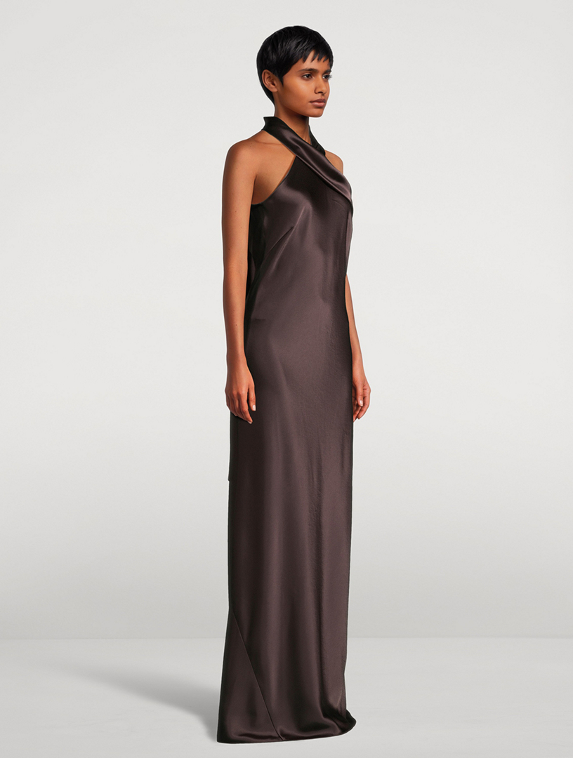 GALVAN LONDON Pandora Satin Halter Gown