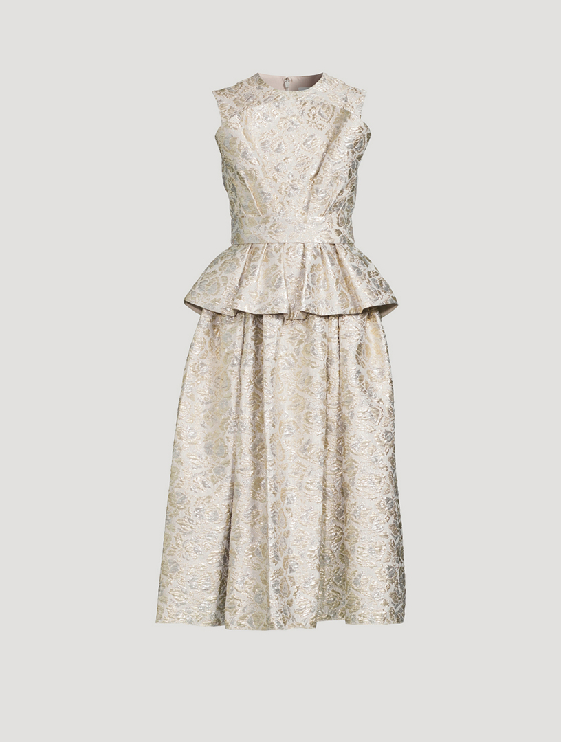 ERDEM Metallic Cloque Peplum Midi Dress Holt Renfrew
