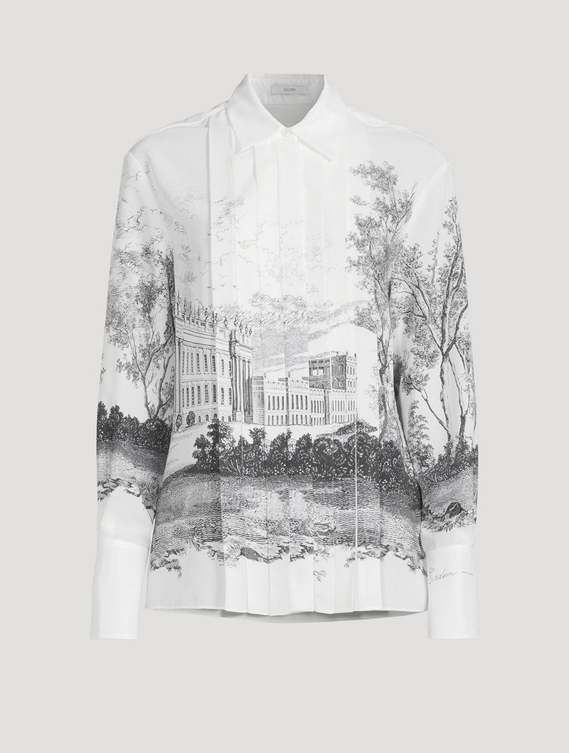 Crêpe de Chine Shirt Countryside Print