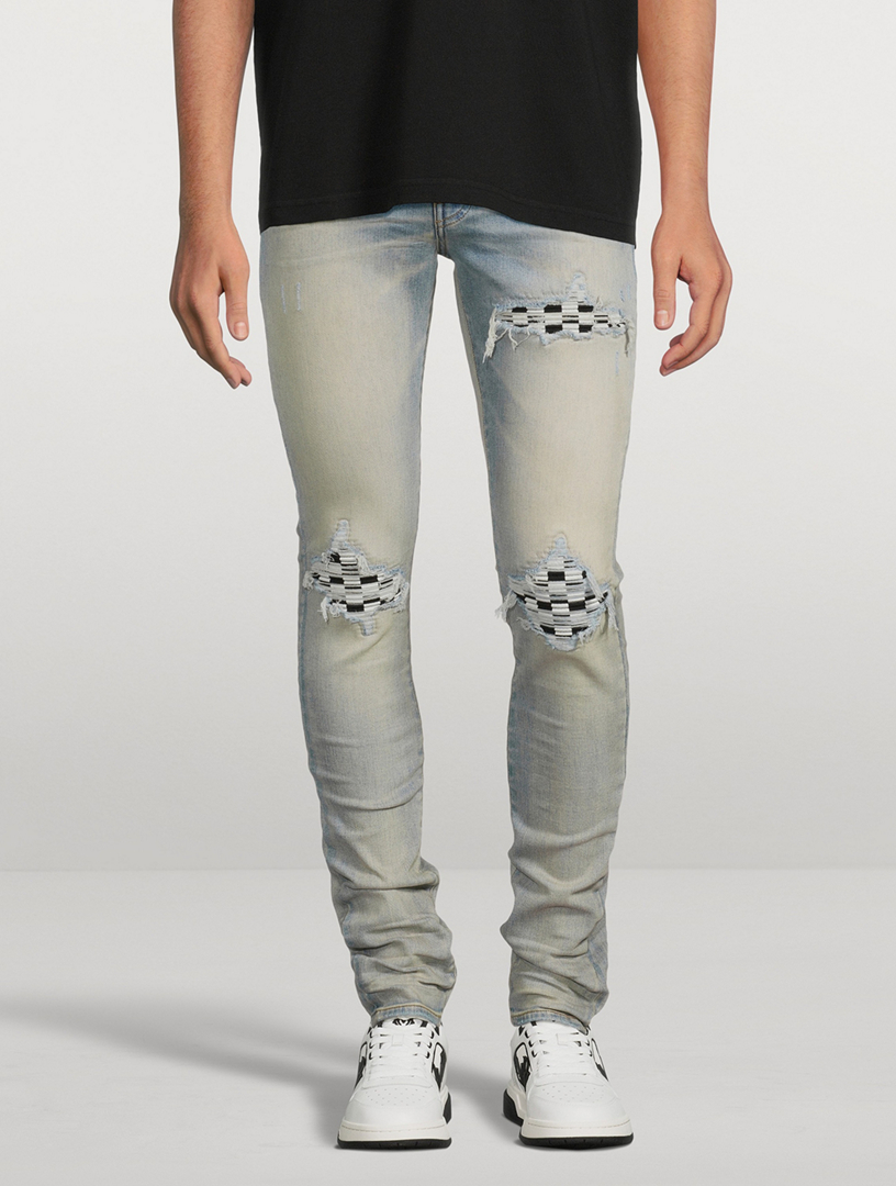 AMIRI MX1 Racing Skinny Jeans With Checkered Patches | Holt