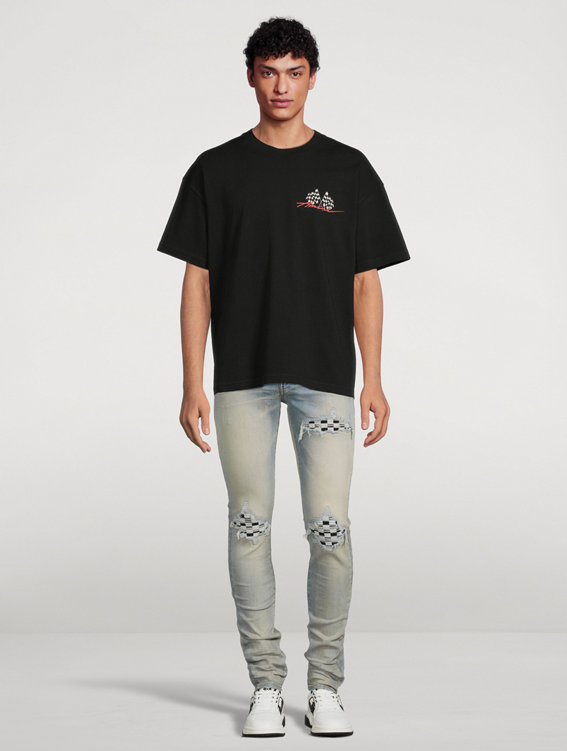 AMIRI MX1 Racing Skinny Jeans With Checkered Patches Holt Renfrew