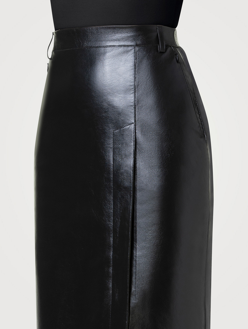 Lacquered Nappa Leather Pencil Skirt