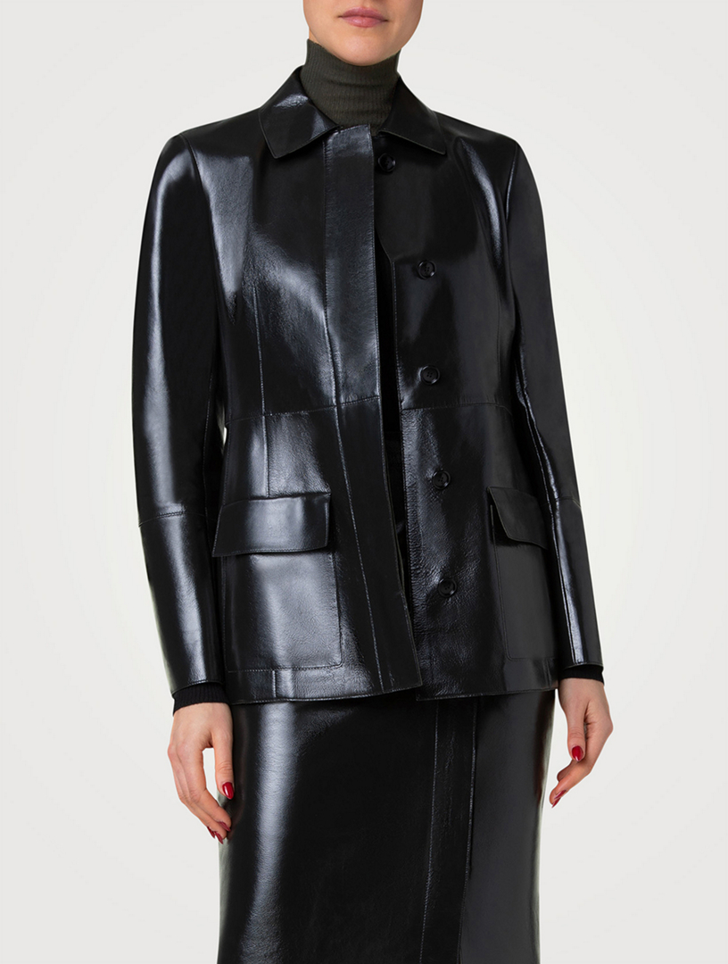 Whisper Lacquered Nappa Leather Jacket