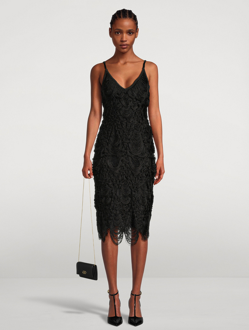 Silk Cord Jacquard Midi Dress