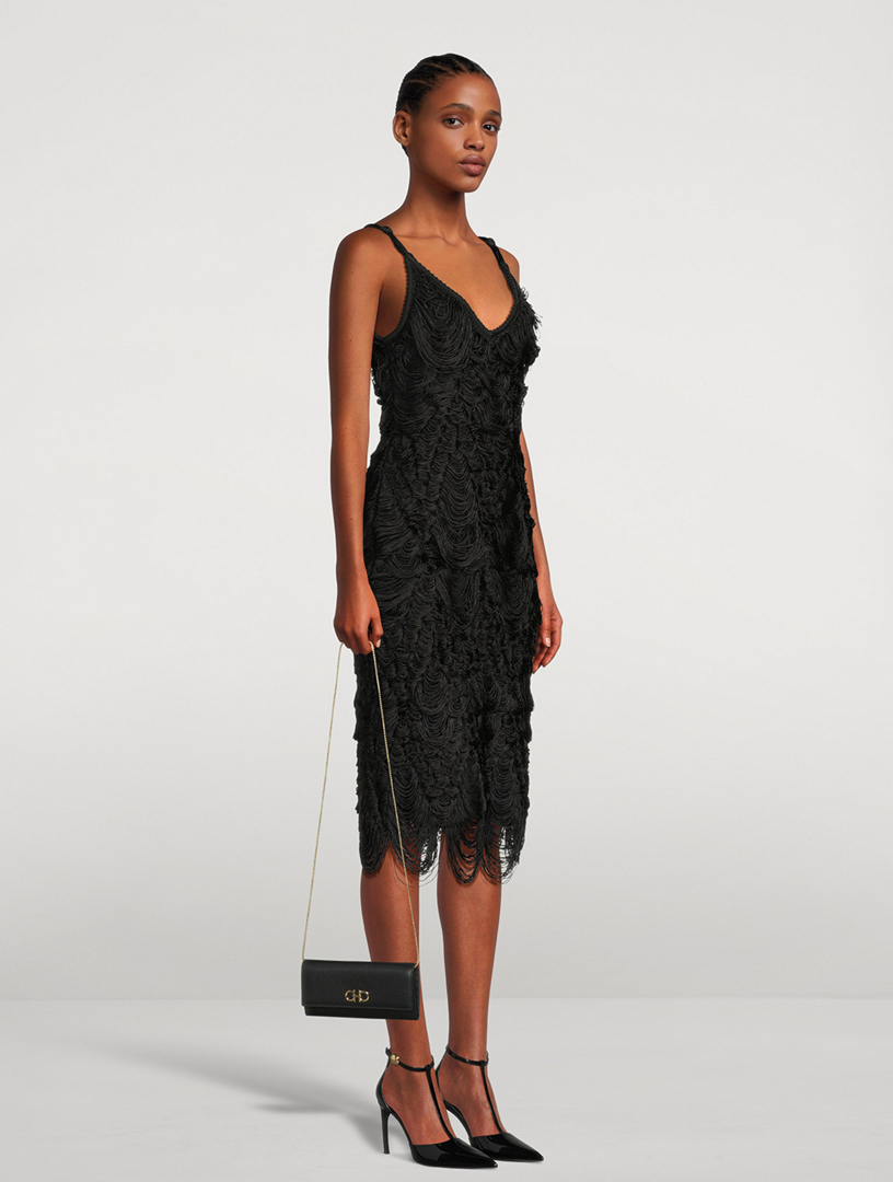 Silk Cord Jacquard Midi Dress