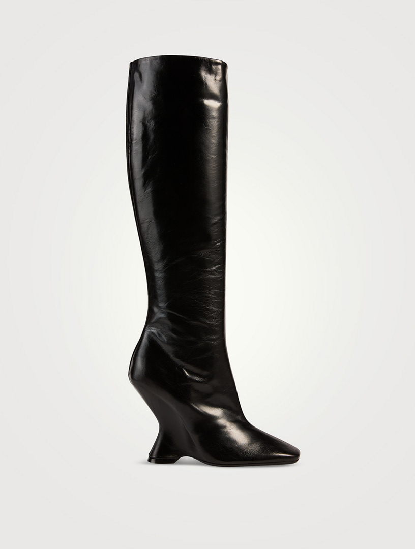 DRIES VAN NOTEN Leather Wedge Knee High Boots Holt Renfrew