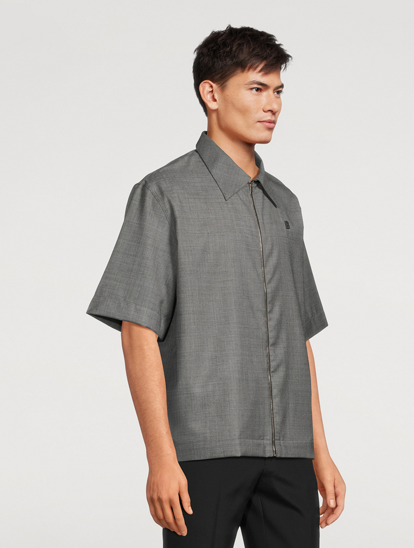 4G Wool Short-Sleeve Zip Shirt